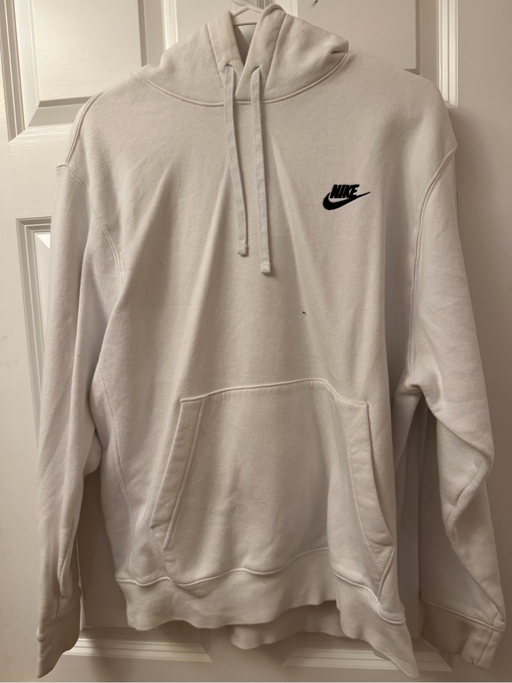 Nike White Pullover Hoodie with Black Swoosh